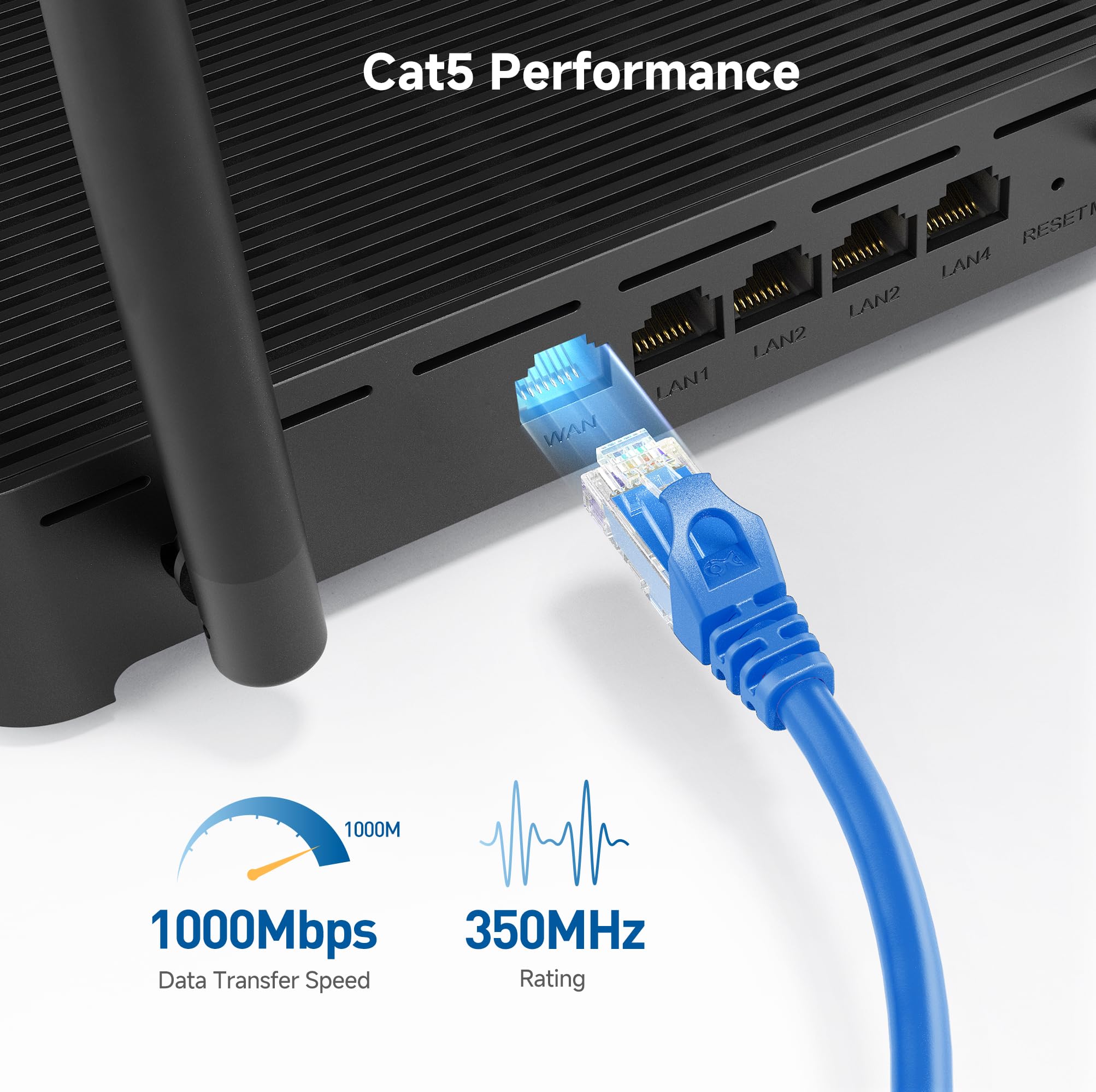Cable Matters 1Gbps 8-Pack Snagless Short Cat 5e Ethernet Cable - 1ft, Gigabit Cat5e Cable, Cat5e Ethernet Cord, Black