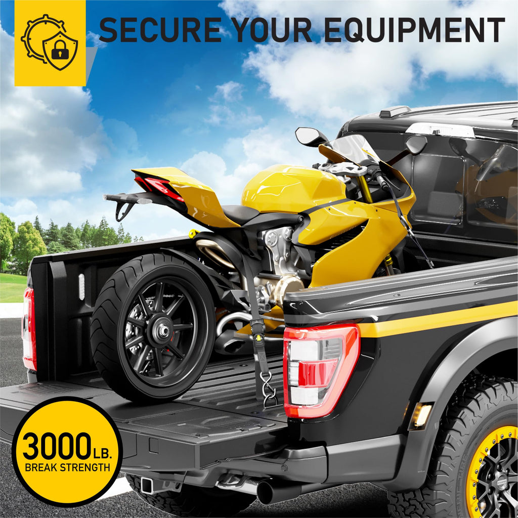 AUGO Retractable Ratchet Straps | 2 Heavy Duty Ratchet Straps Self Retractable Tie Downs with Soft Loops & Storage Bag for Motorcycle, Truck, Trailer, Cargo Van | 1200 Lb Break Strength 1” x 10’
