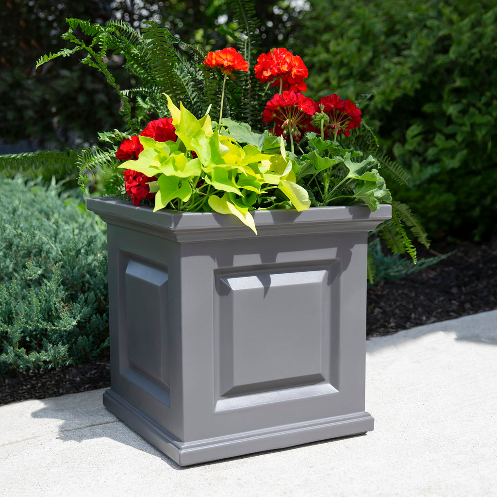 Mayne Nantucket 20-Inch Square Planter – Self-Watering, Weather-Resistant Planter for Flowers – Durable Outdoor Design for Patio, Porch, or Entryway