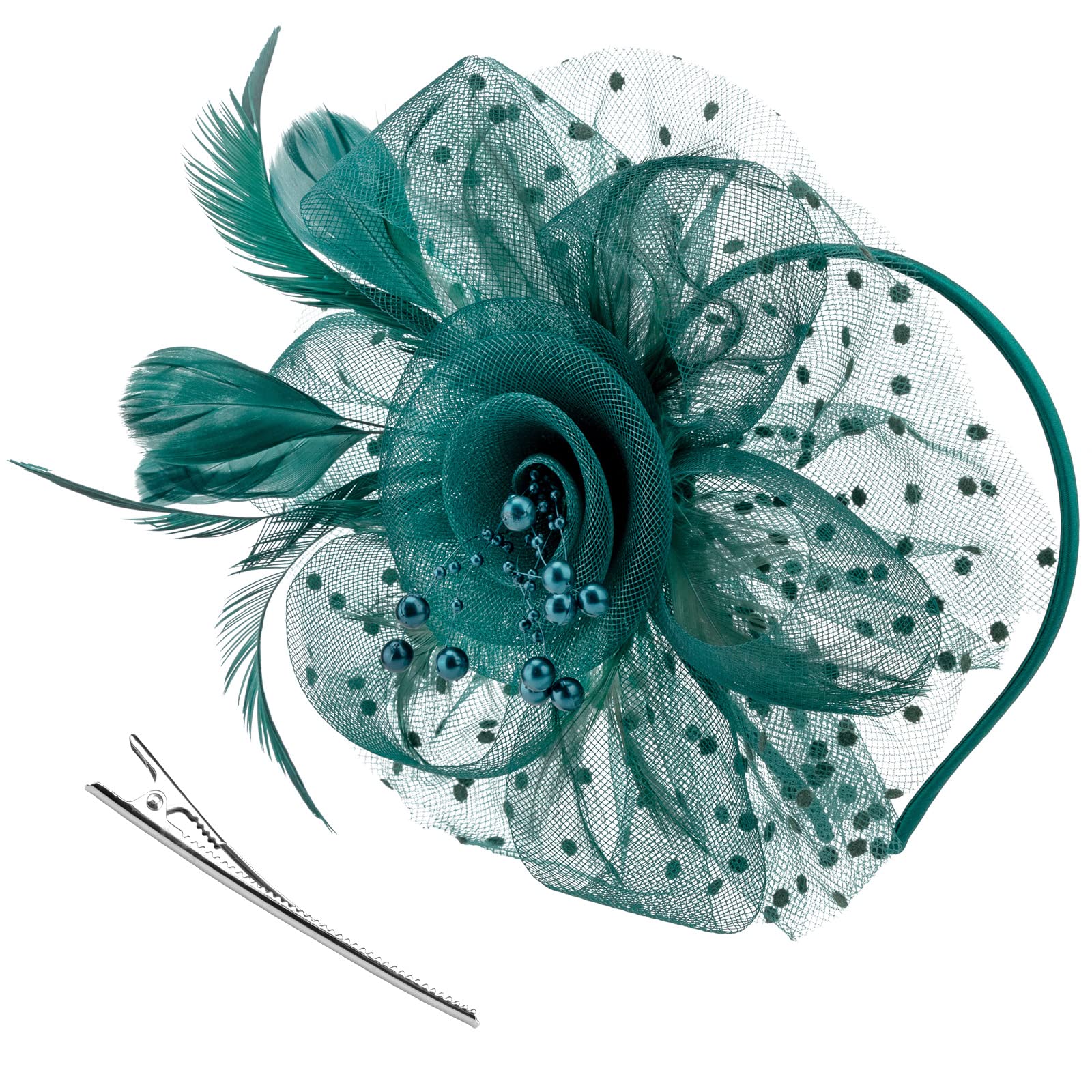 AQOKKA Women Fascinators Hats Flower Fascinators with Headband and Clip Tea Party Headwear for Women and Girls