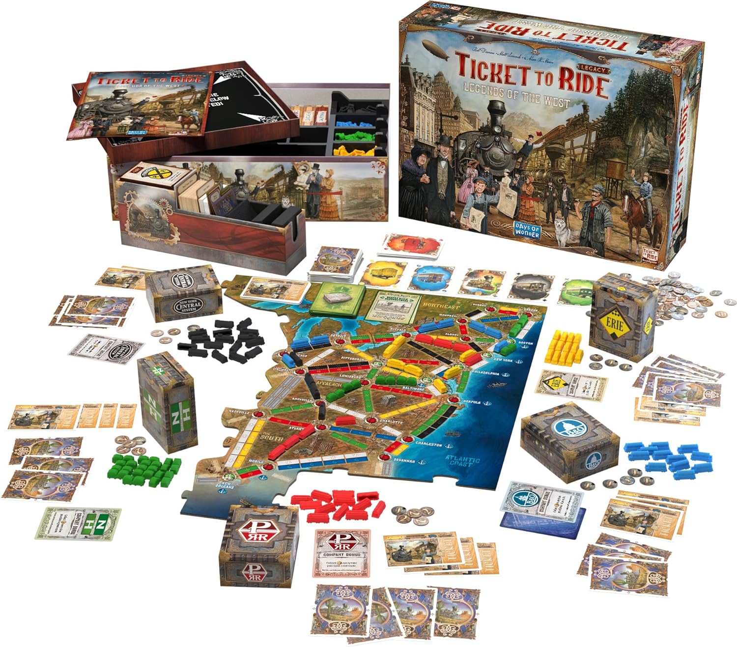 Asmodee Ticket to Ride Legacy: Legends of The West Board Game - The Ultimate Train Adventure! Strategy Game, Family Game for Kids & Adults, Ages 10+, 2-5 Players, 20-90 Min Playtime