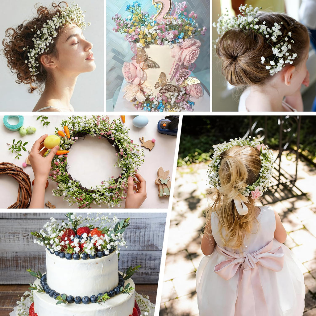 15 PCS Babys Breath Artificial Flowers Fake Babys Breath Flowers Artificial Bulk Blue Gypsophila Bouquets Real Touch Faux Flowers for Wedding Floral Arrangement Party Home Decoration