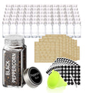 SWOMMOLY 42 Glass Spice Jars with 703 Spice Labels, Chalk Marker and Funnel Complete Set. 42 Square Glass Jars 4oz, Airtight Cap, Pour/sift Shaker Lid