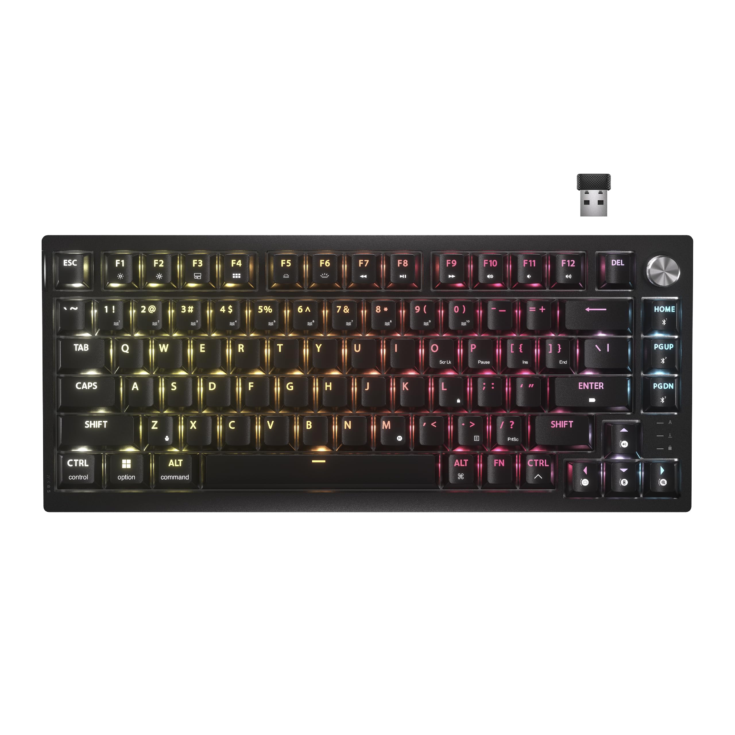 Corsair K65 Plus Wireless 75% RGB Mechanical Gaming Keyboard – Pre-Lubricated MLX Red Linear Switches – PBT Dye-Sub Keycaps – PC, Mac, PS5, PS4, Xbox, iPad – QWERTY NA – Black/Gray