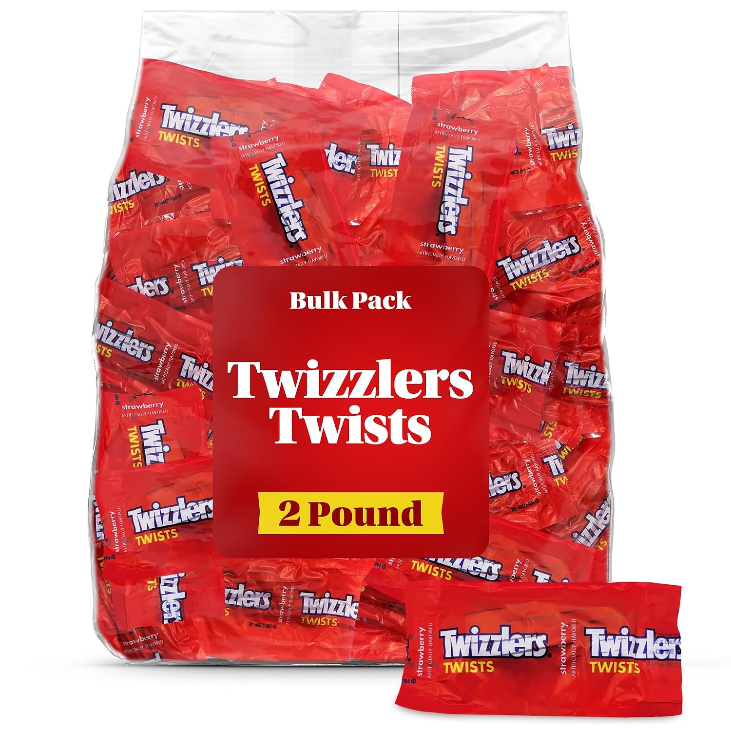 Strawberry Licorice Candy Bulk 2 lb, 95 Pieces Individually Wrapped - Geeoollah - Soft Chewy Red Candy for Party Favors, Office Candy Jar, Goodie Bags and Snacking