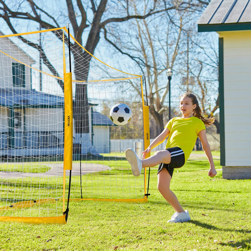 VEVOR Portable Soccer Goal, 12 x 6 ft Large Practice Soccer Net, Steel Fiberglass Structure Training Goal Set with Carry Bag, All-Weather Outdoor Use, for Backyards, Parks, School Fields