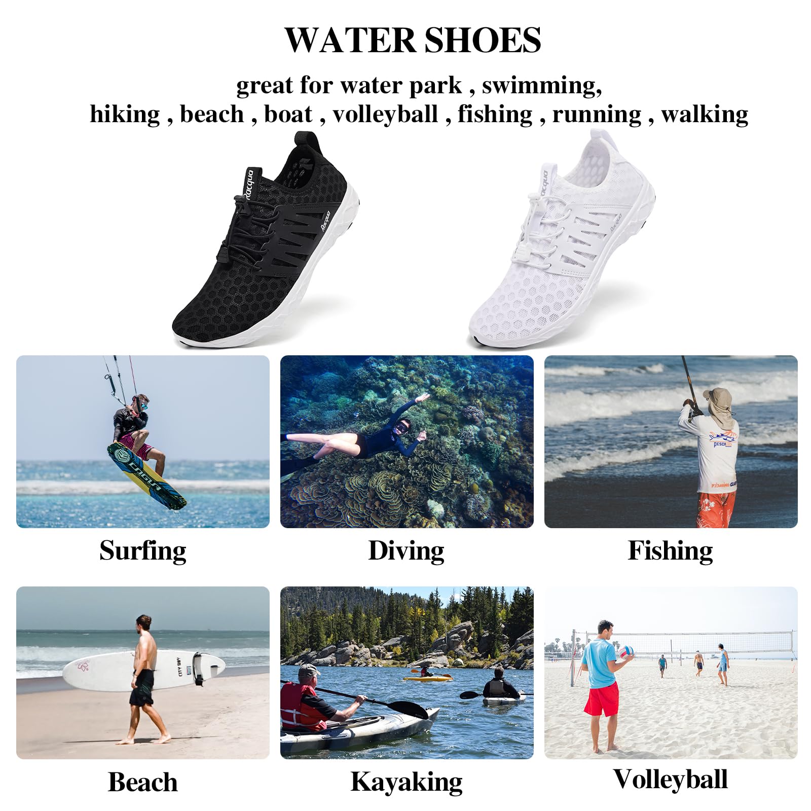 Racqua Water Shoes Swim Shoes Aqua Shoes for Women Men