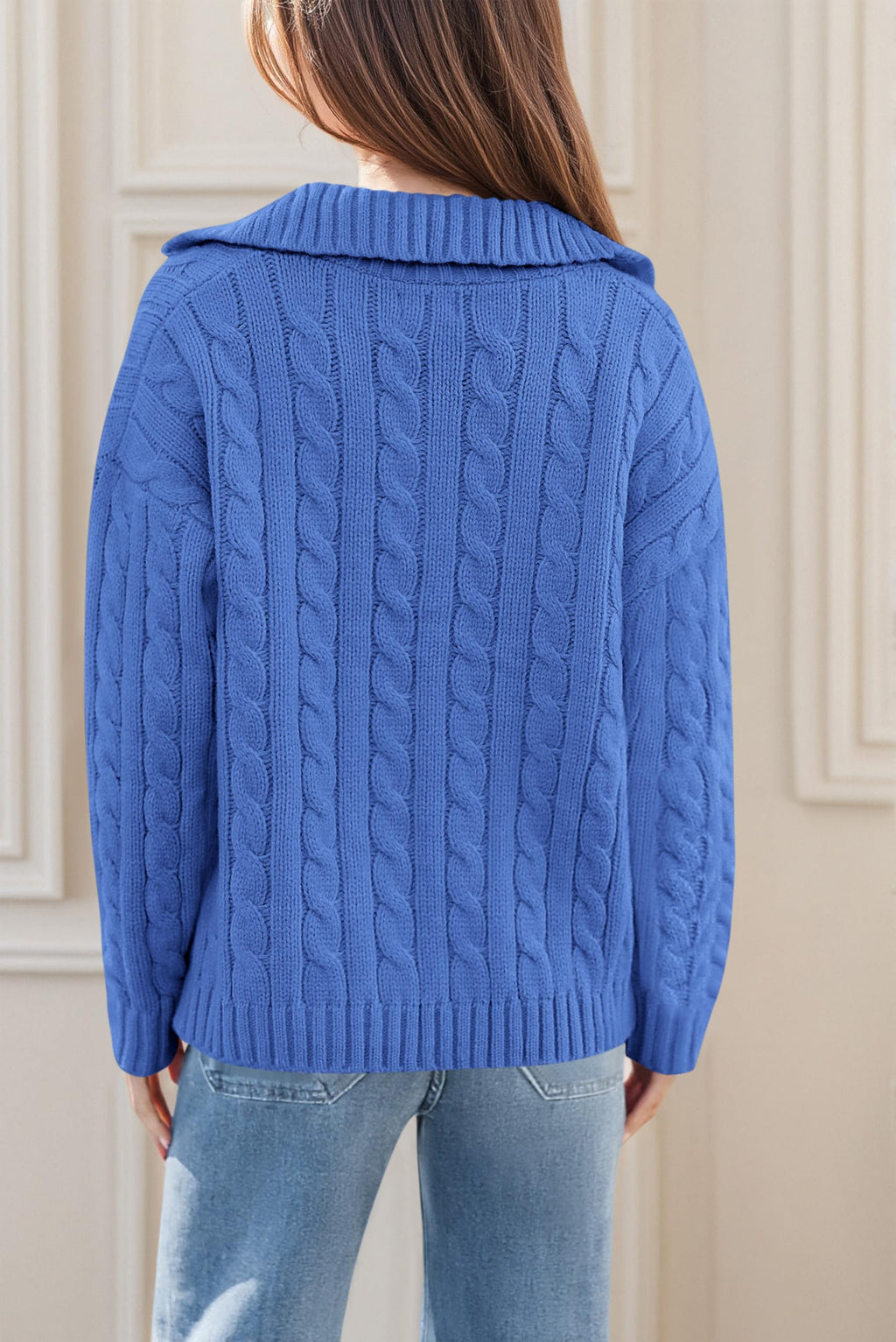 PRETTYGARDEN Spring Cable Knit Oversized Sweaters for Women 2026 Polo V Neck Long Sleeve Casual Chunky Sweater Pullover Tops