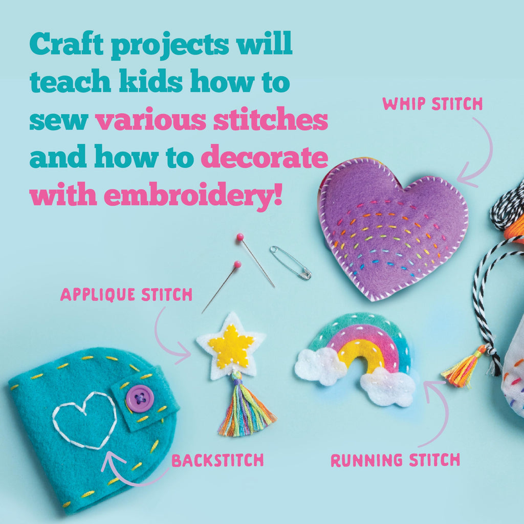 Craft-Tastic Let’s Learn to Sew – Mini Sewing Kit, Arts and Crafts, Art Supplies, Embroidery Kit for Beginners, Includes Sewing Supplies, Easy-to-Follow Instructions, Arts & Crafts, Ages 7+