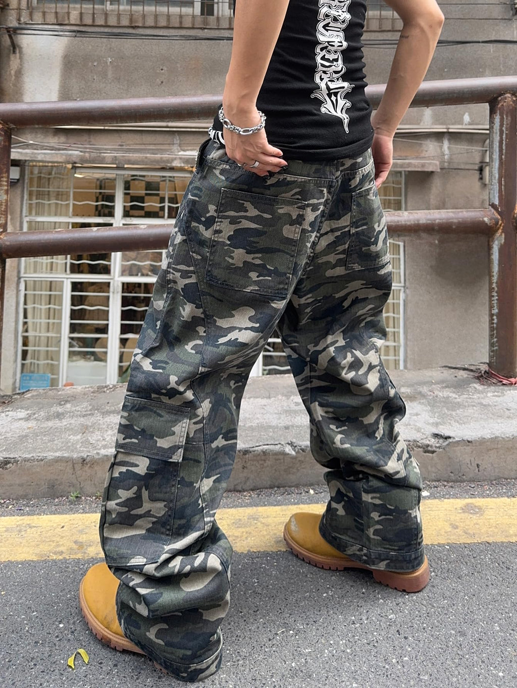 DFGIGT Men's Irregular Sutures Y2k Hip Hop Baggy Jeans Wide Leg Denim Pants Casual Loose Fit Trousers Streetwear