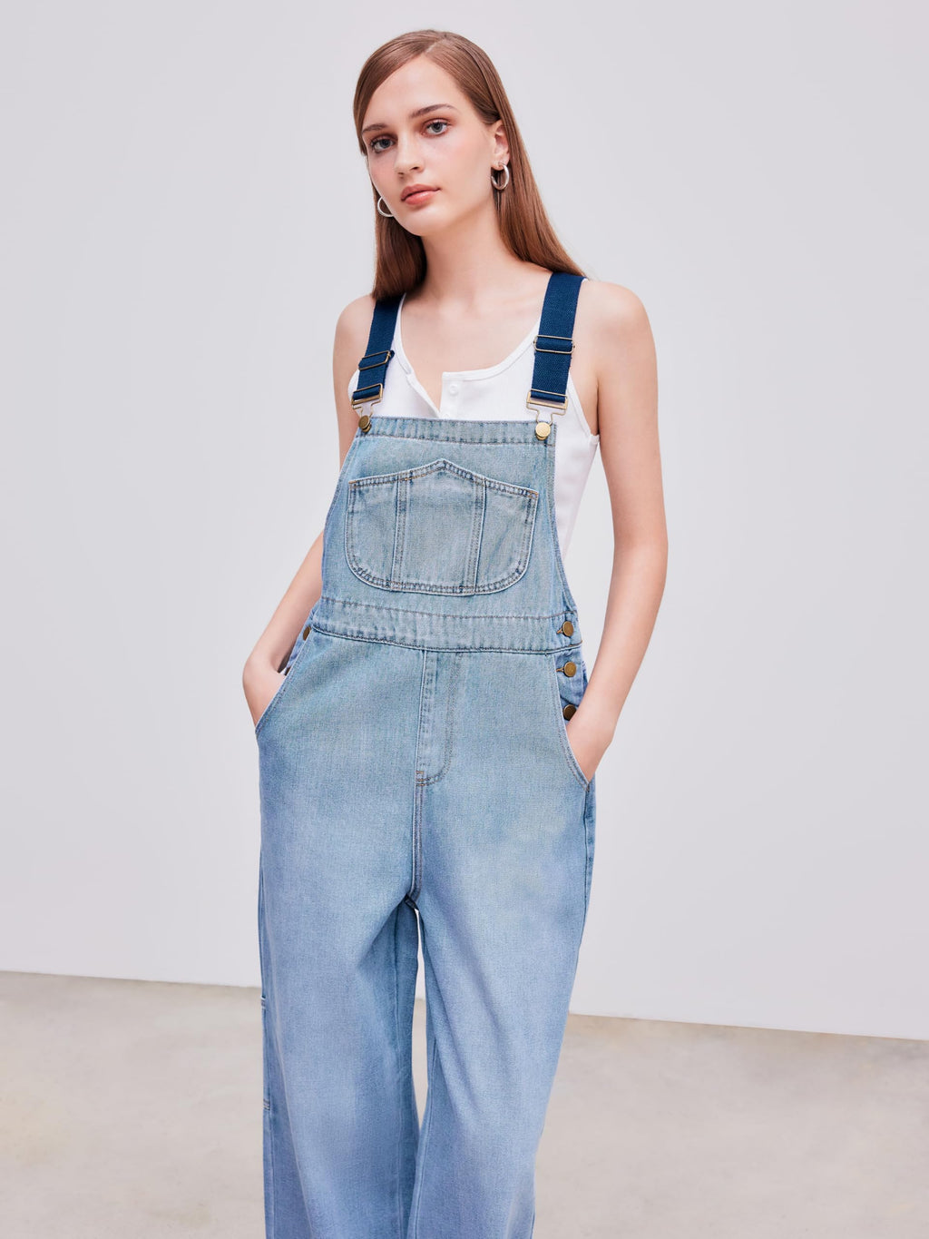 CIDER Overalls for Women Leopard Pocket Buckle Up Wide Leg Jumpsuit