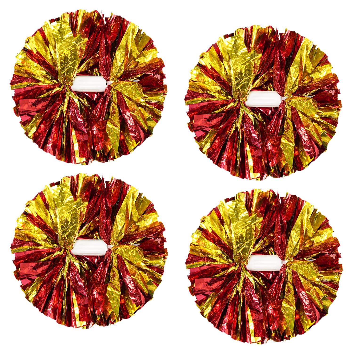4Pcs Metallic Cheerleading Pom Poms, Creatiee 2 Pair Cheerleader Cheering Squad Pompoms for School Sports Dance Games Team Spirit Cheer