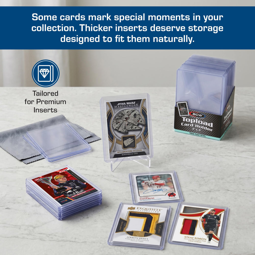BCW 108 PT. Thick Card Topload Holder - Pack of 1 | Durable Rigid PVC Toploader | Toploaders for Memorabilia, Jersey, Patch, and Relic Cards