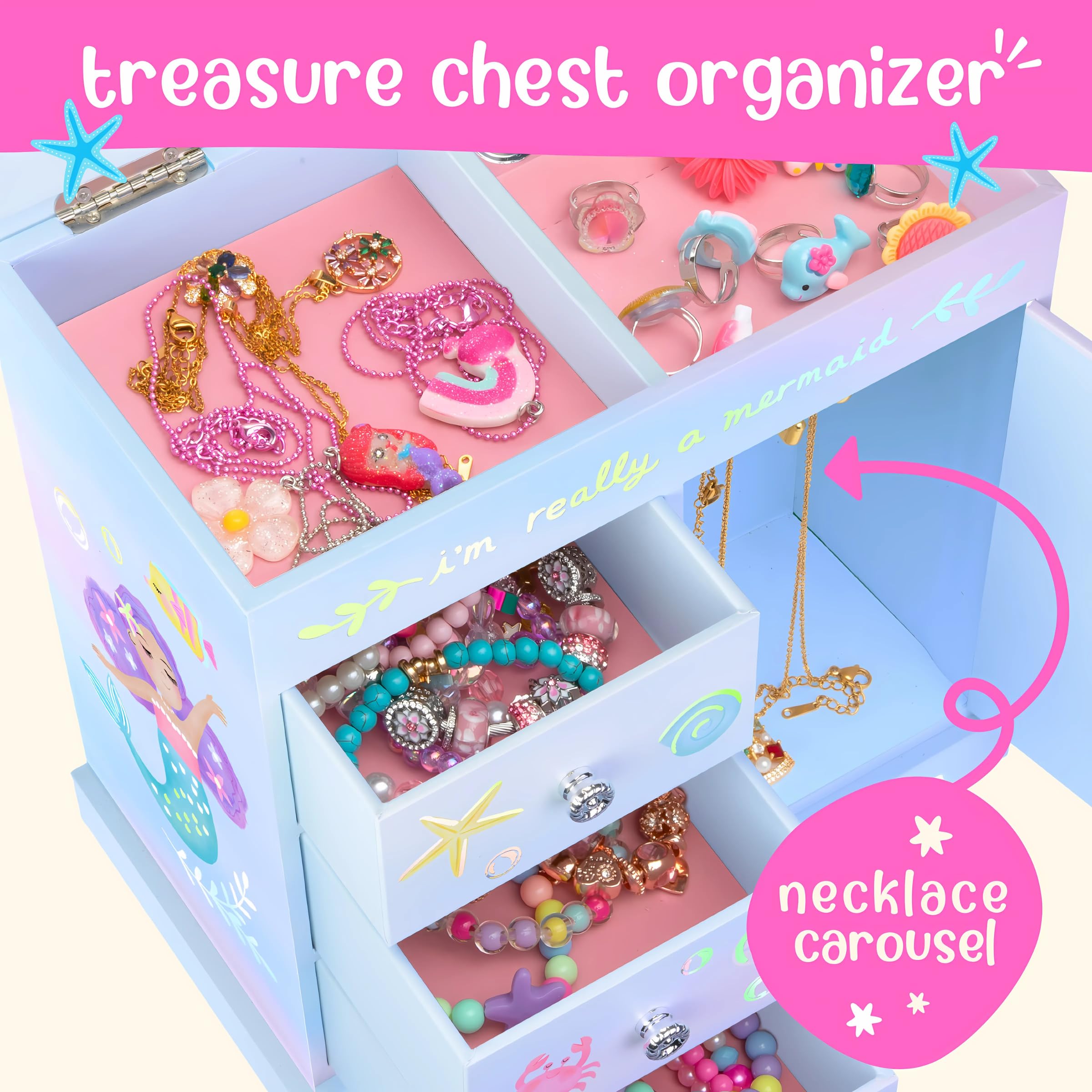 Giggle & Honey® Unicorn Musical Jewelry Box for Girls Unicorn Toys for Girls Age 4-6 Kids Jewelry Box with Drawers