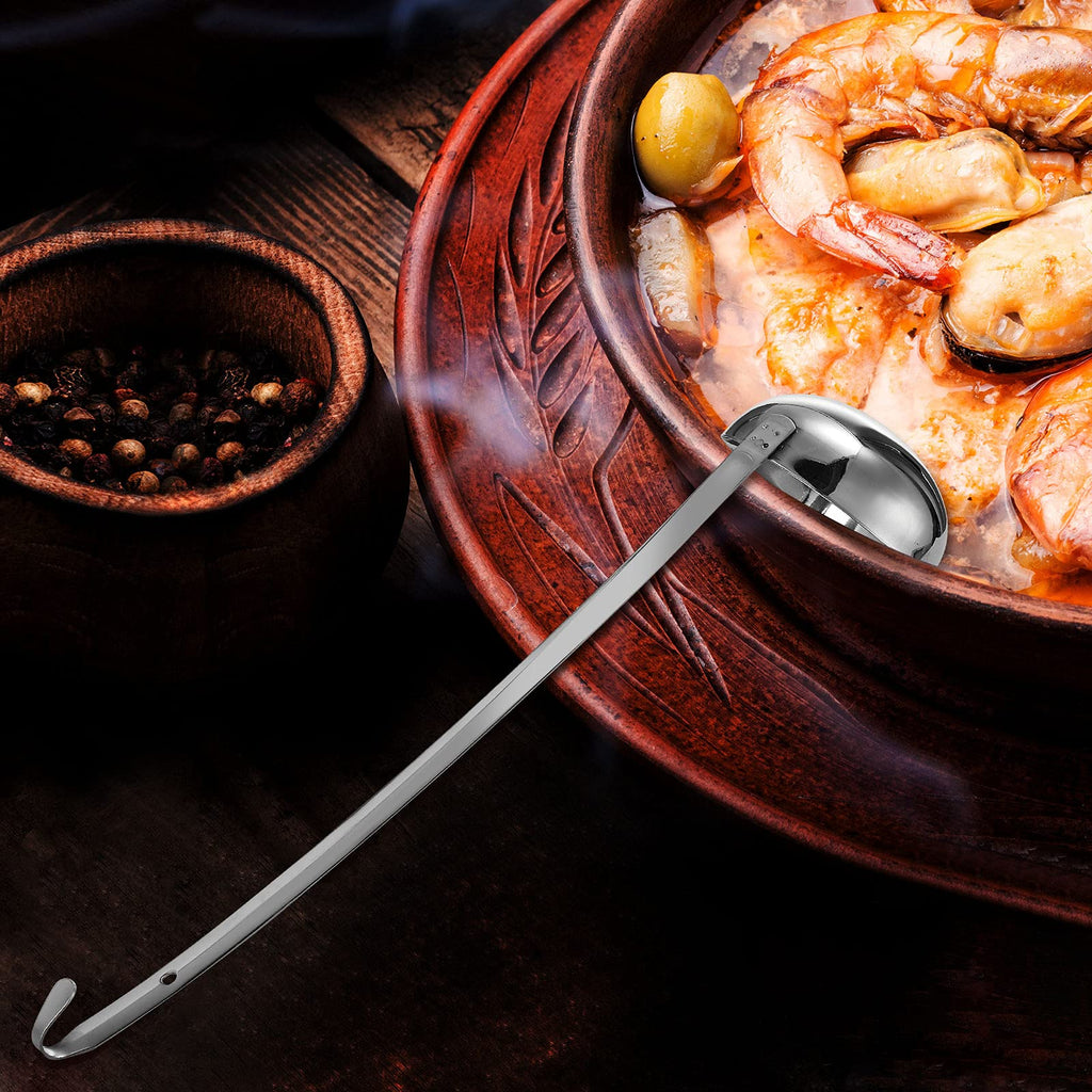 meekoo 1 Pieces Stainless Steel Ladle Soup Handle Ladle with Pouring Rim for Kitchen Cooking Soup Sauce (1 oz)