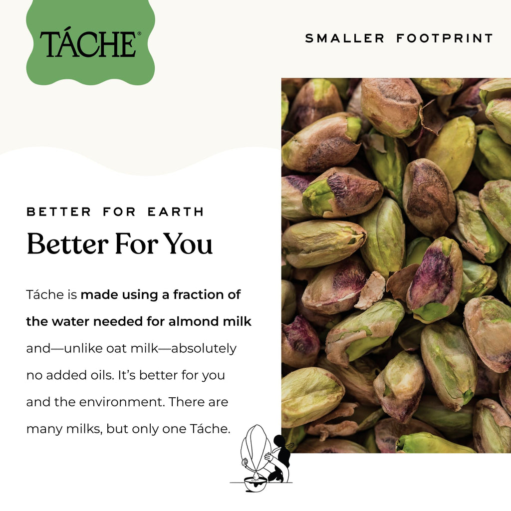 Táche Pistachio Milk, Original Vegan Barista Pistachio Creamer with No Added Oil, Frothy, Perfect Pistachio Cream for Coffee and Lattes, Plant-Based Dairy Alternative, (32oz, 6-Pack)