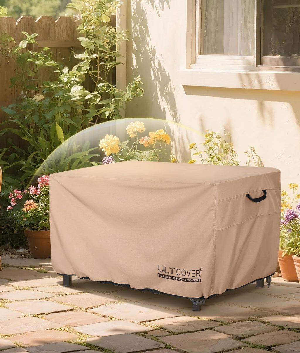 ULTCOVER Rectangular Gas Fire Pit Table Cover 42x24 inch Waterproof Heavy Duty Firepit Cover, Black