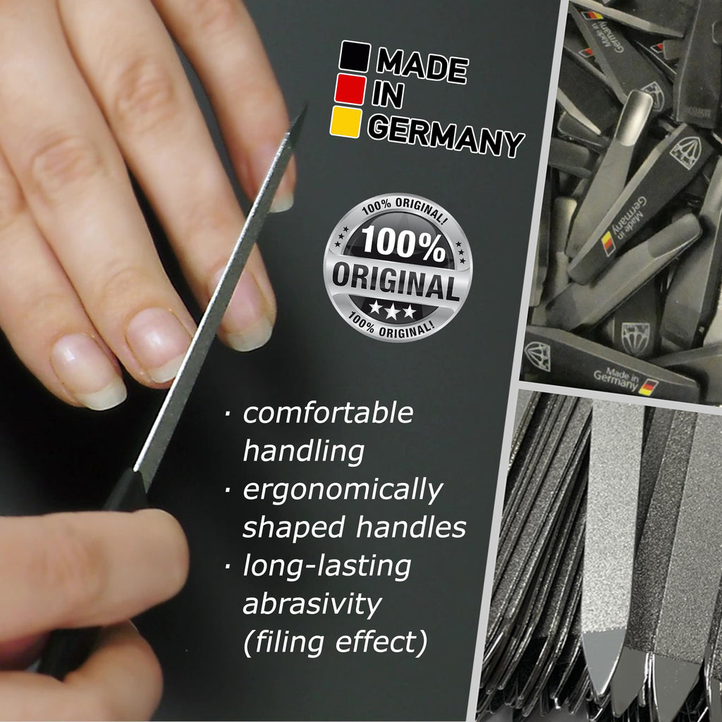 3 Swords Germany - Sapphire Metal Nail File Set 10 Pieces with 1 Piece 3-Way Nail Buffer – Nail Care Made in SOLINGEN/Germany