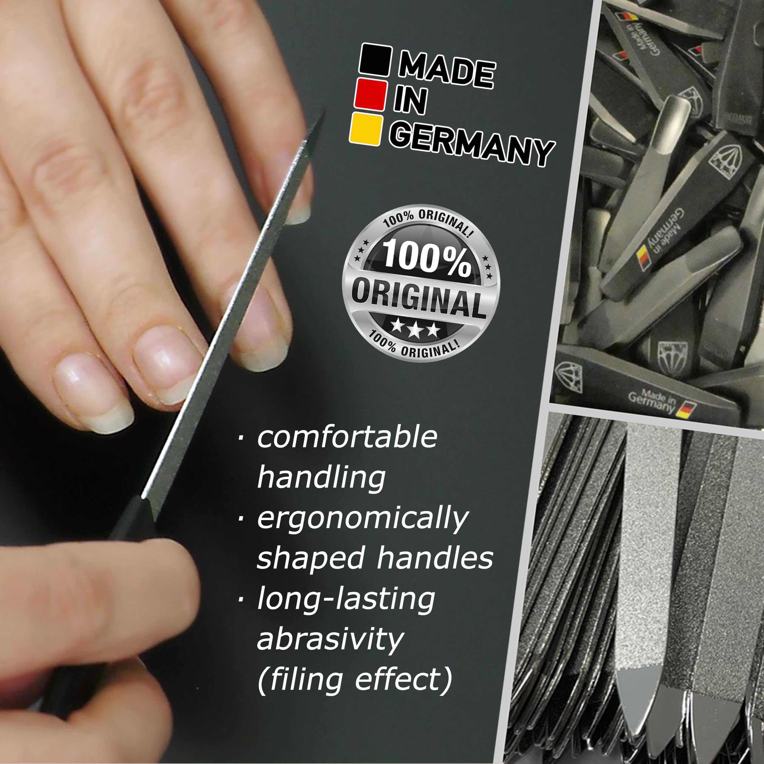 3 Swords Germany - Sapphire Metal Nail File Set 10 Pieces with 1 Piece 3-Way Nail Buffer – Nail Care Made in SOLINGEN/Germany