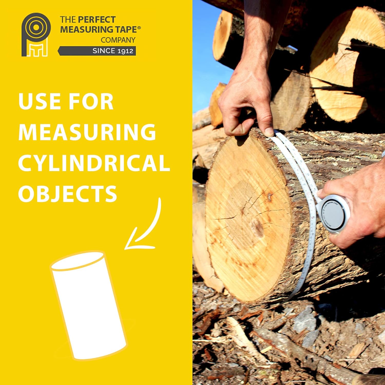 Perfect Pi Diameter Circumference Tape Measure - Imperial and Metric Tape Measure 1/2-inch By 12ft / 3.5m - Use for Measuring Cylindrical Objects - (Pipe Tape, Tree Tape) Model DCT120