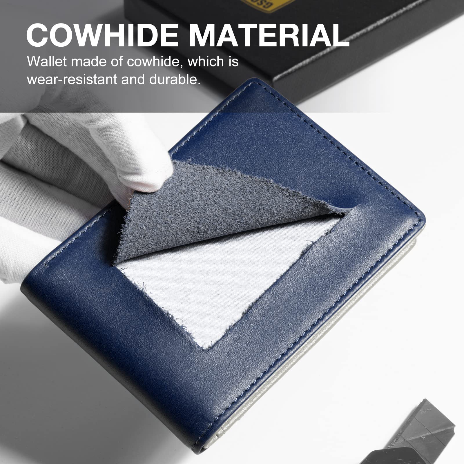 GSOIAX Slim Wallet for Men Rfid Blocking Leather Bifold Front Pocket Carbon Fiber Men's Money Clips Credit Card Holder With Gift Box