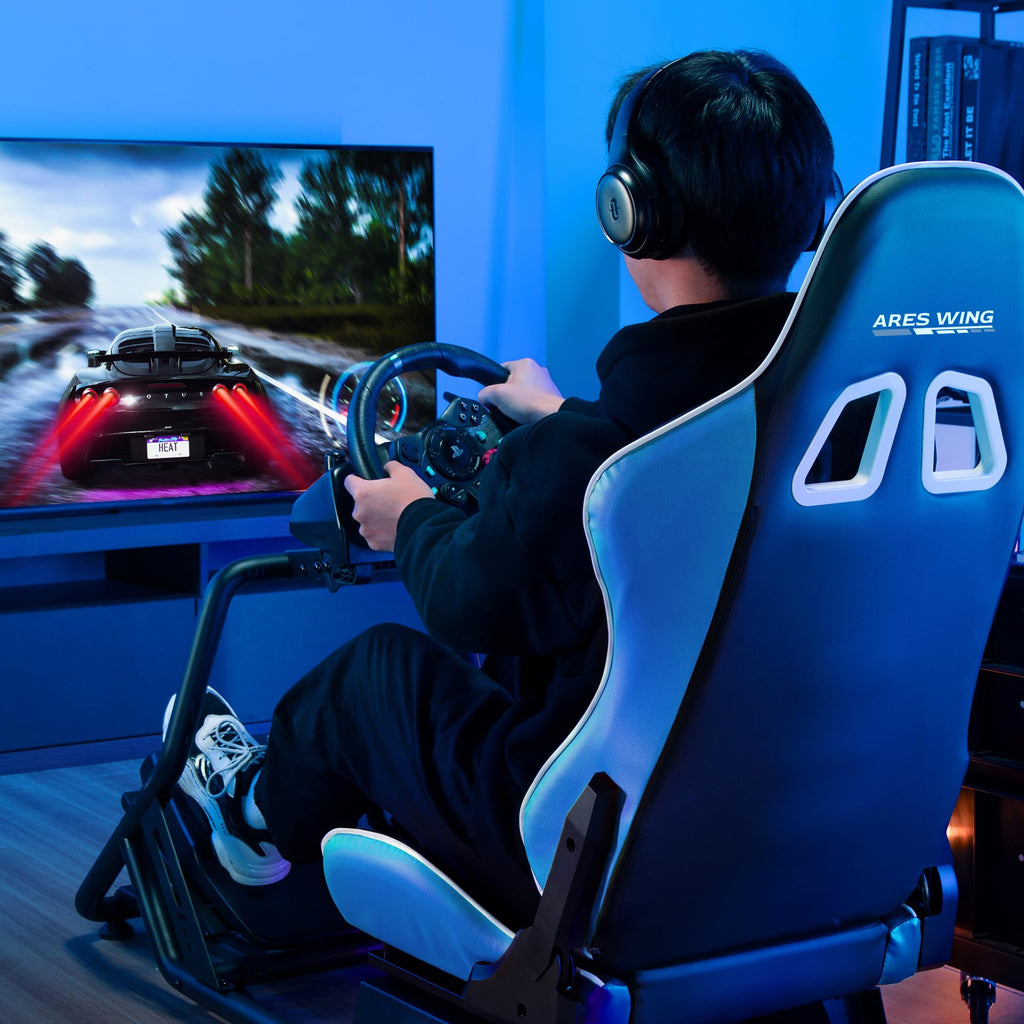 ARES WING Sim Racing Cockpit, Racing Wheel Stand with Seat, Formula and GT Racing Simulator Cockpit Compatible with Fanatec, Thrustmaster, Logitech, Moza Racing Games on PS5, PS4, Xbox and PC