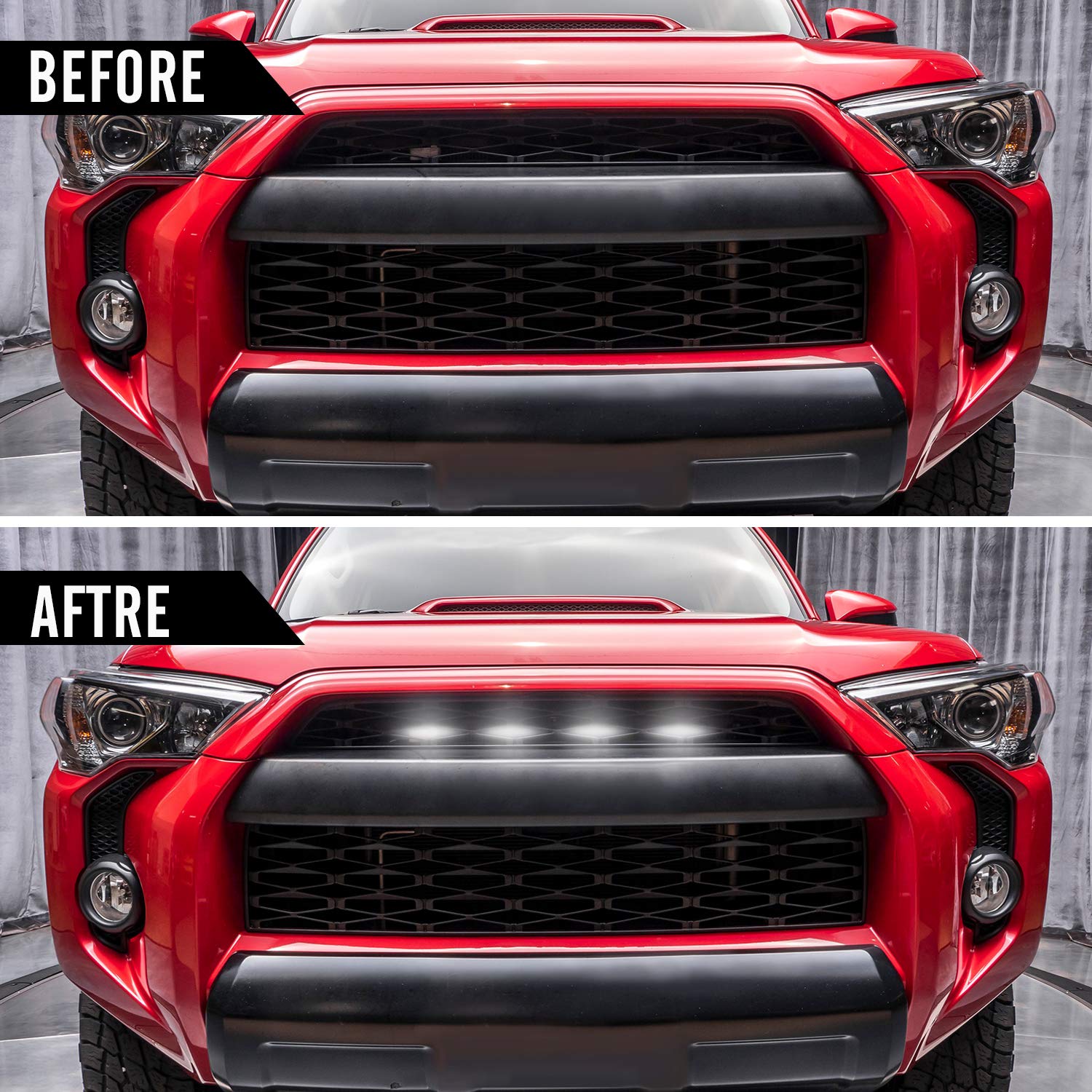 Seven Sparta 4 PCS Grill Led Lights Compatible with Toyota 4Runner 2014-2024 TRD Pro Grille and 2014-2019 SR5, Premium, Limited, TRD Off-Road, Fuse and Instruction Included (Amber)
