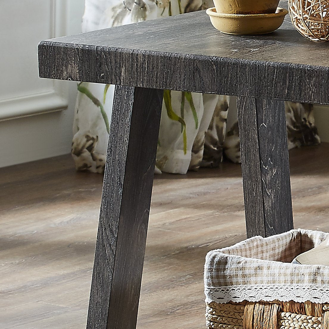 Roundhill Furniture Athens Contemporary Replicated Wood Shelf End Table in Black Finish