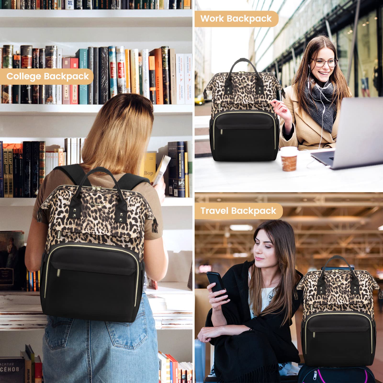 LOVEVOOK Laptop Backpack for Women with Giant Tumbler Holder Pocket, 15.6 Inch Work Daypack for Teacher Nurse, Computer College Bookbag Purse, Waterproof Travel Back Pack with USB Charging Port