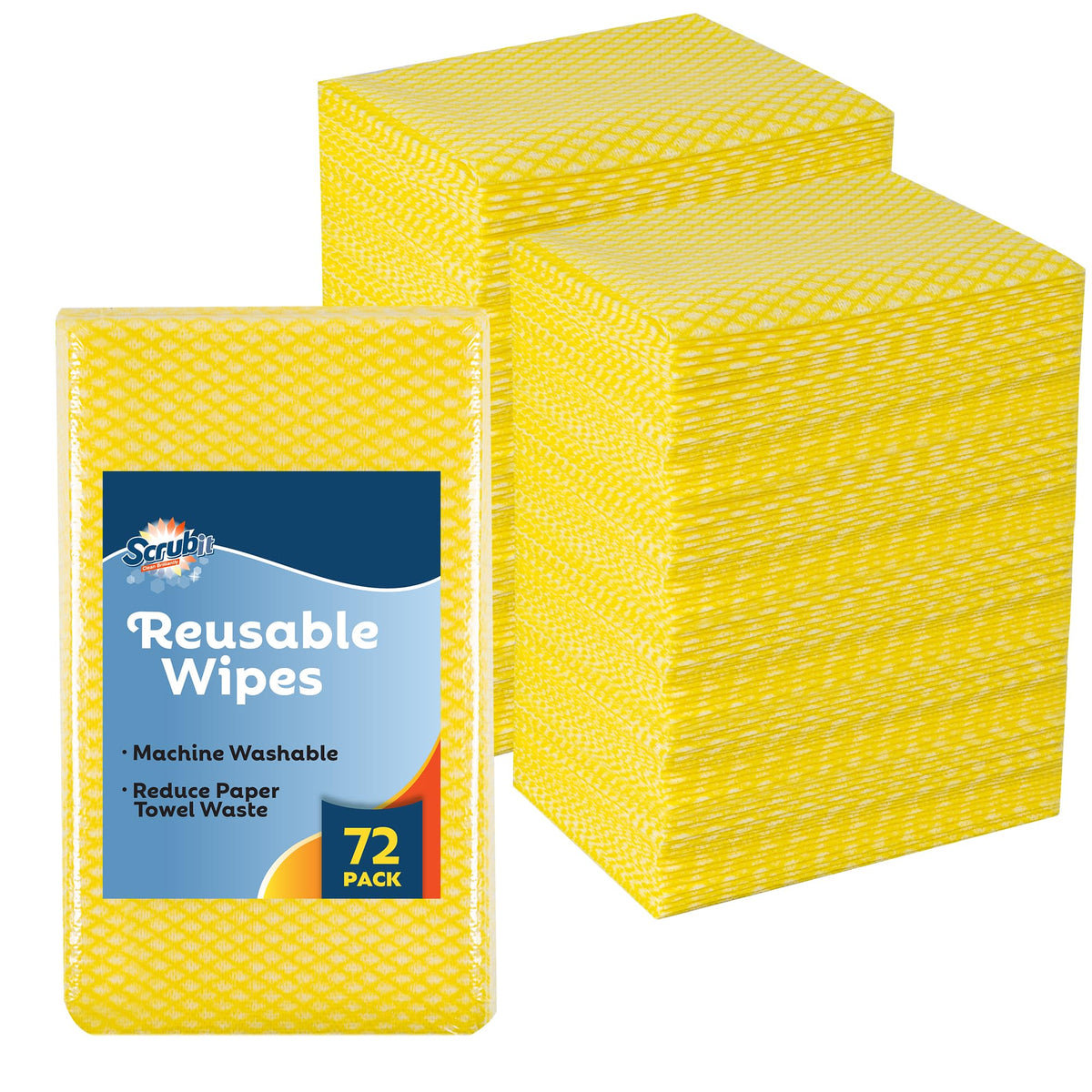 SCRUBIT Reusable Cleaning Wipes, Handy Wipes for Kitchen and Office - Dish Cloths for Washing Dishes - Multi Purpose Disposable Cleaning Towels (12 x 20 in) 72 Pack (Blue)