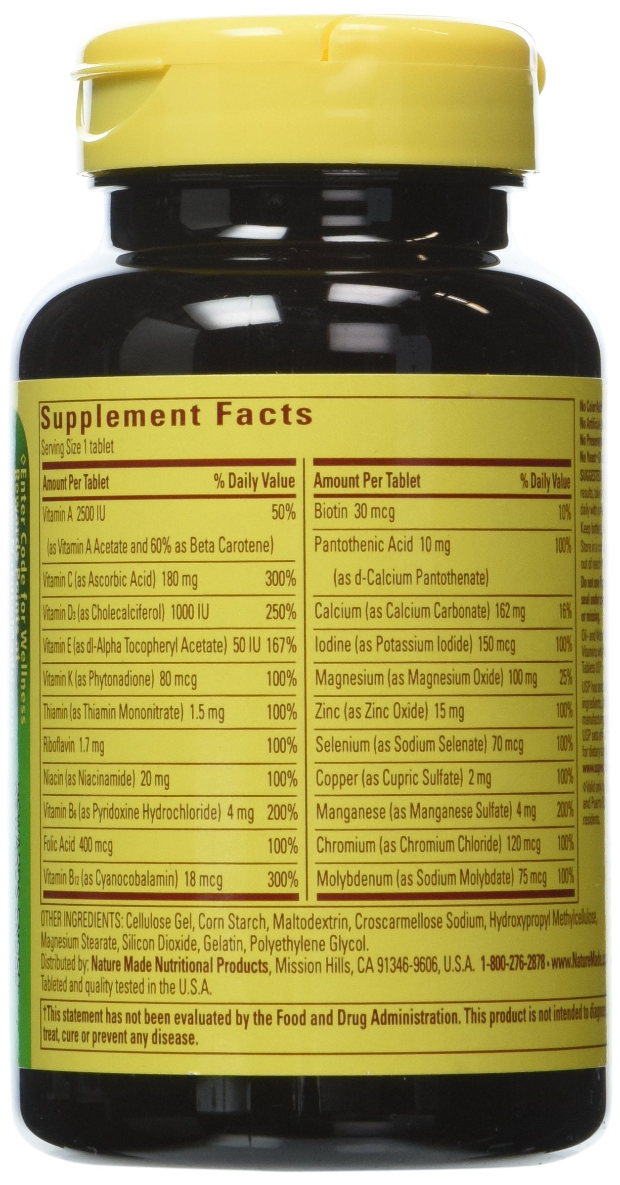 Nature Made Multivitamin for Him, Mens Multivitamins with No Iron, Daily Nutritional Support, Nature Made Multi Mens Vitamins & Minerals, 90 Tablets, 90 Day Supply