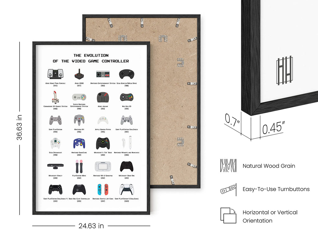 HAUS AND HUES Video Game Art, Video Game Posters for Boys Room, Gaming Room Decor for Boys Wall Decor, Gamer Wall Decor, Gaming Decorations (Beige Frame, 12x16)