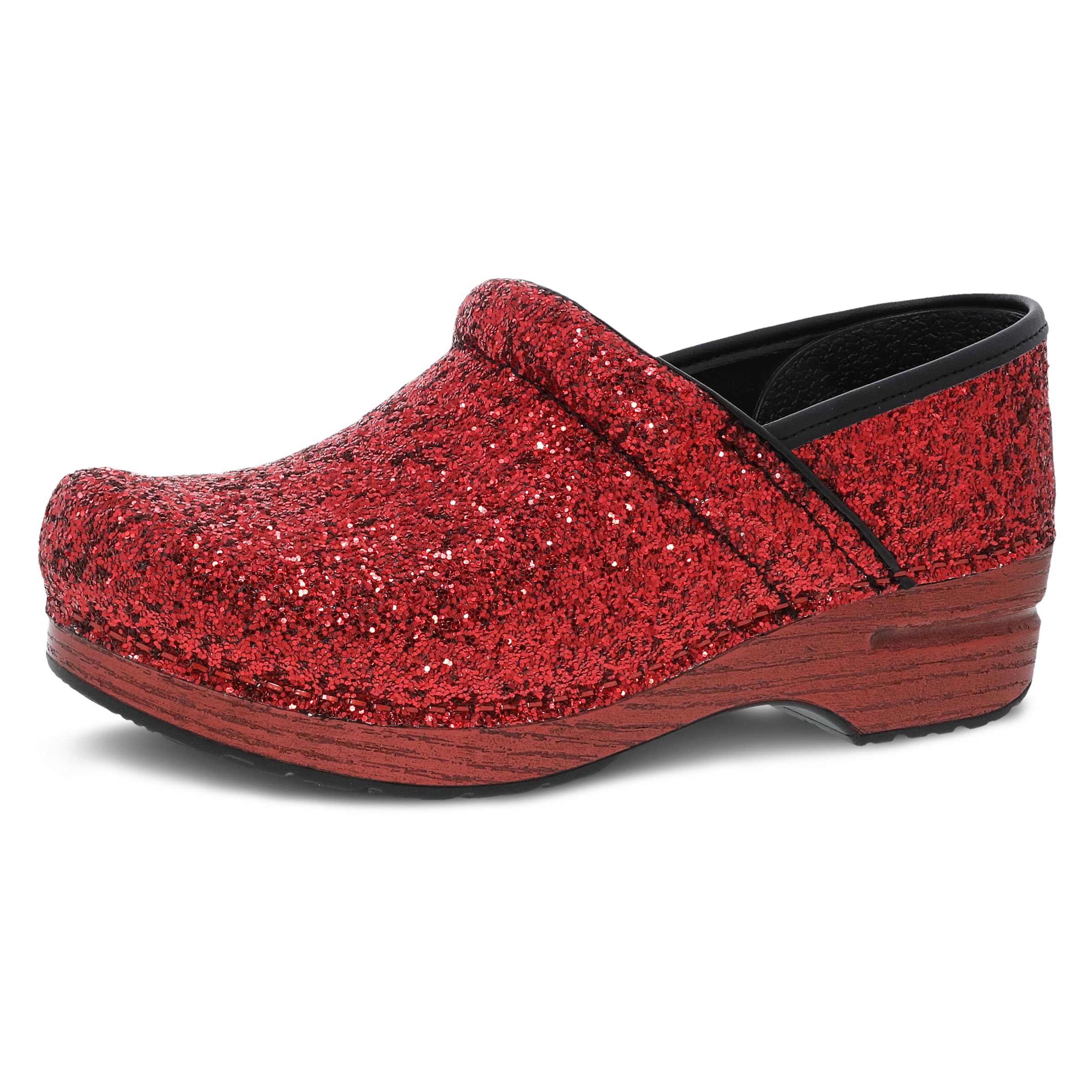 Dansko Professional Glitter Slip-On Clogs for Women – Rocker Sole and Arch Support for Comfort – Shiny and Stylish Glitter Uppers