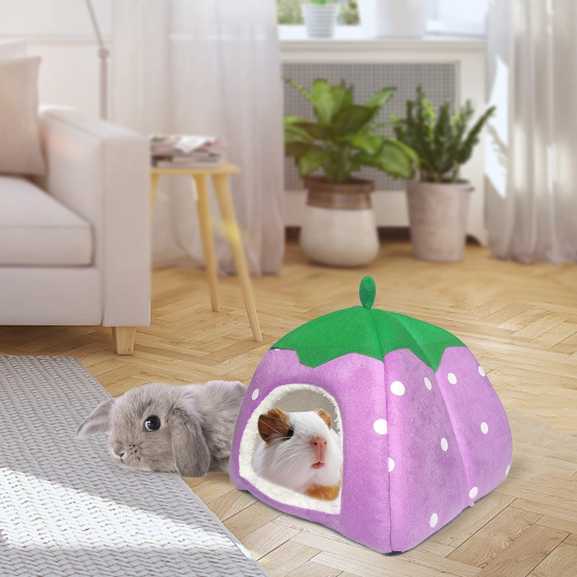 Guinea Pig Hideout Bed Dwarf Rabbit House Cave Accessories Cozy Hide-Out for Little Bunny Hedgehog Ferret Chinchilla&Other Small Animals