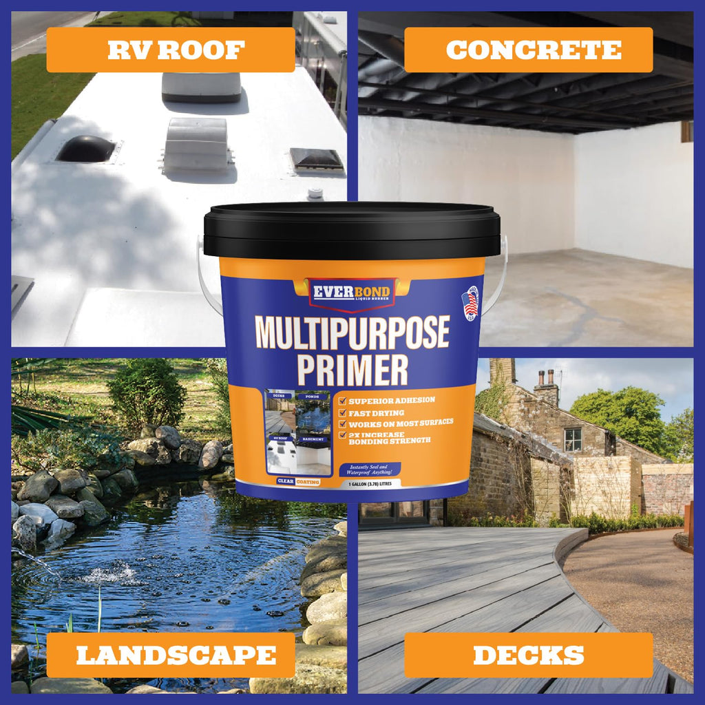 EverBond Multipurpose Primer - Primer for Roof Coatings - Use on EPDM Rubber, Wood, Fiberglass, Concrete, and Metal Surfaces - Easy to Apply on RVs, Campers, and Trailers - 1 Gallon