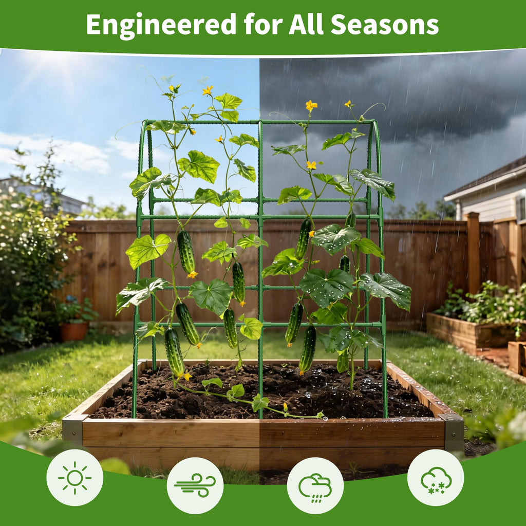 Cucumber Trellis for Raised Bed,U-Shape Garden Trellis for Climbing Plants Outdoor, Metal Arch Vegetables Trellis, Plant Support for Vine (Green, 31.5" Lx21.6 Wx47.2 H-Small)