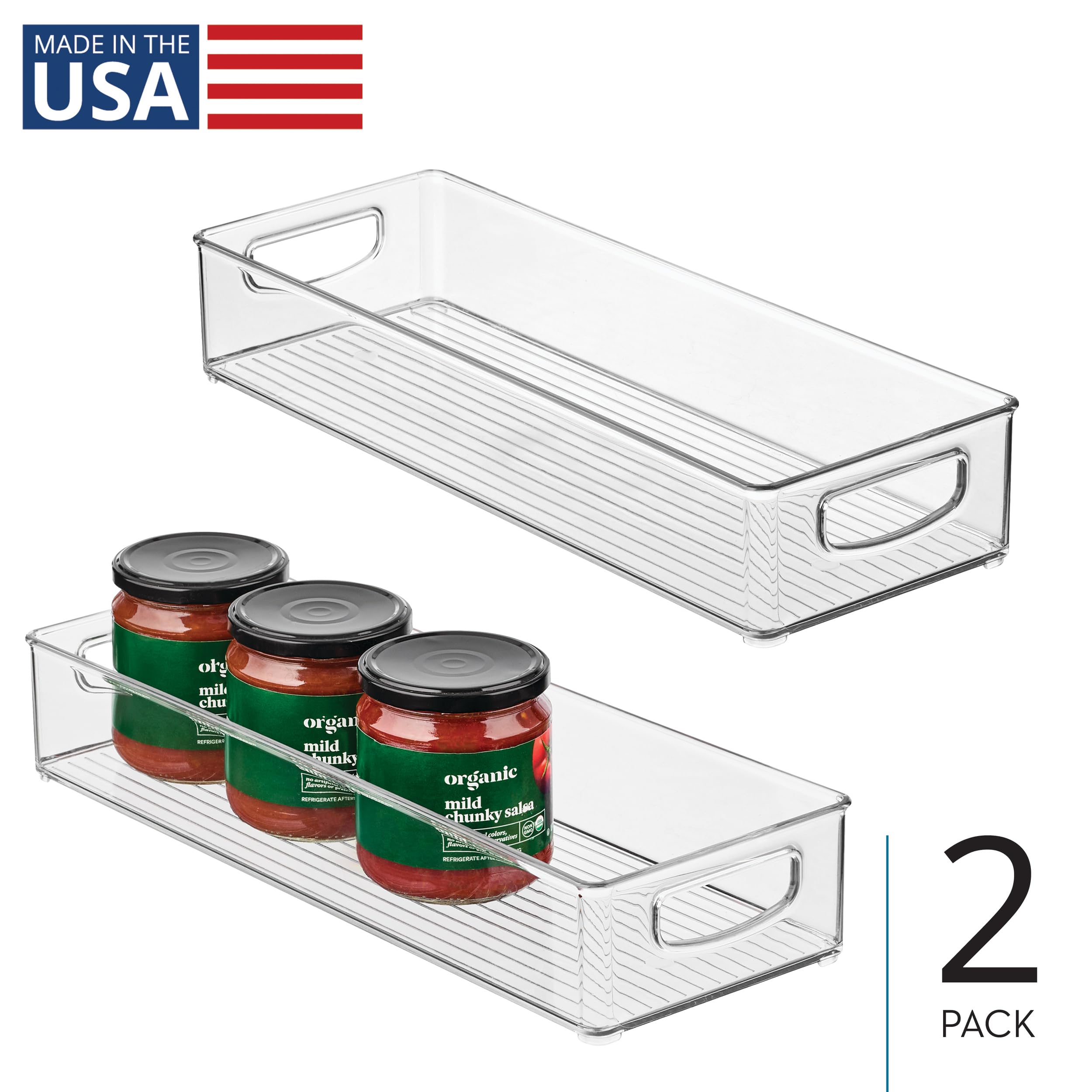 iDesign Slim Extra Long Clear Storage Bin | Narrow, Stackable, Kitchen or Pantry Organizer