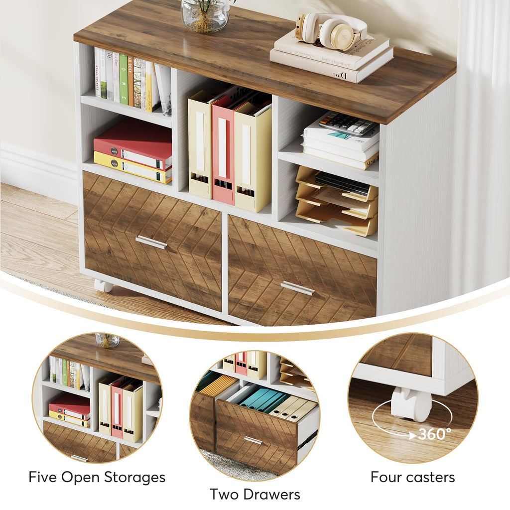 Tribesigns L-Shaped Executive Desk with Reversible File Cabinet, 63" Office Desk with Storage Drawers, L-Shaped Computer Desk with Drawer Cabinet for Hanging Letter Size Files (Gray & Black)