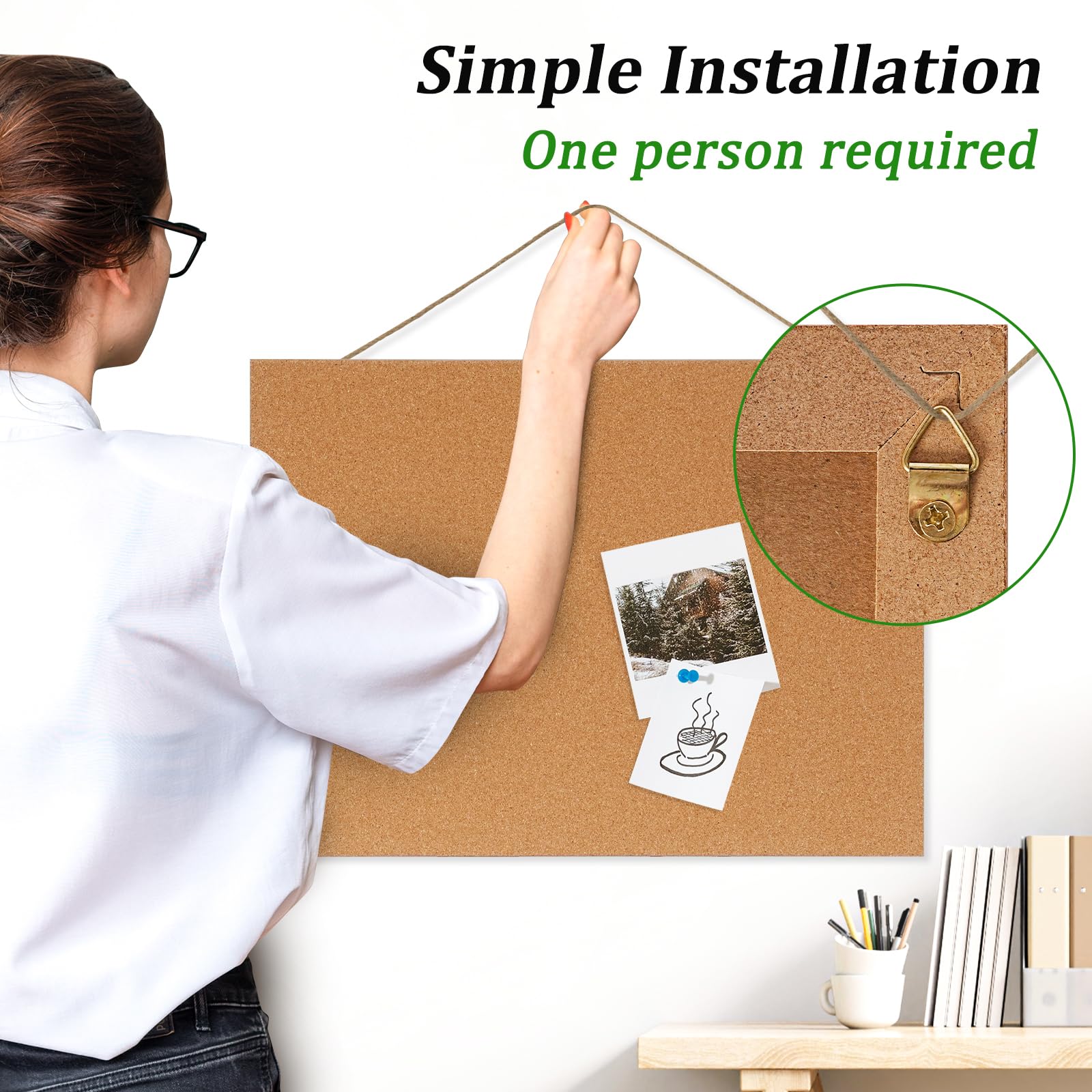 DOLLAR BOSS Black Cork Board with Linen Double-Sided 16''X 12'', Black Cork Boards for Walls, Wood Frame Bulletin Board Hanging Pin Board, Cork Board for Office Home School 1-Pack