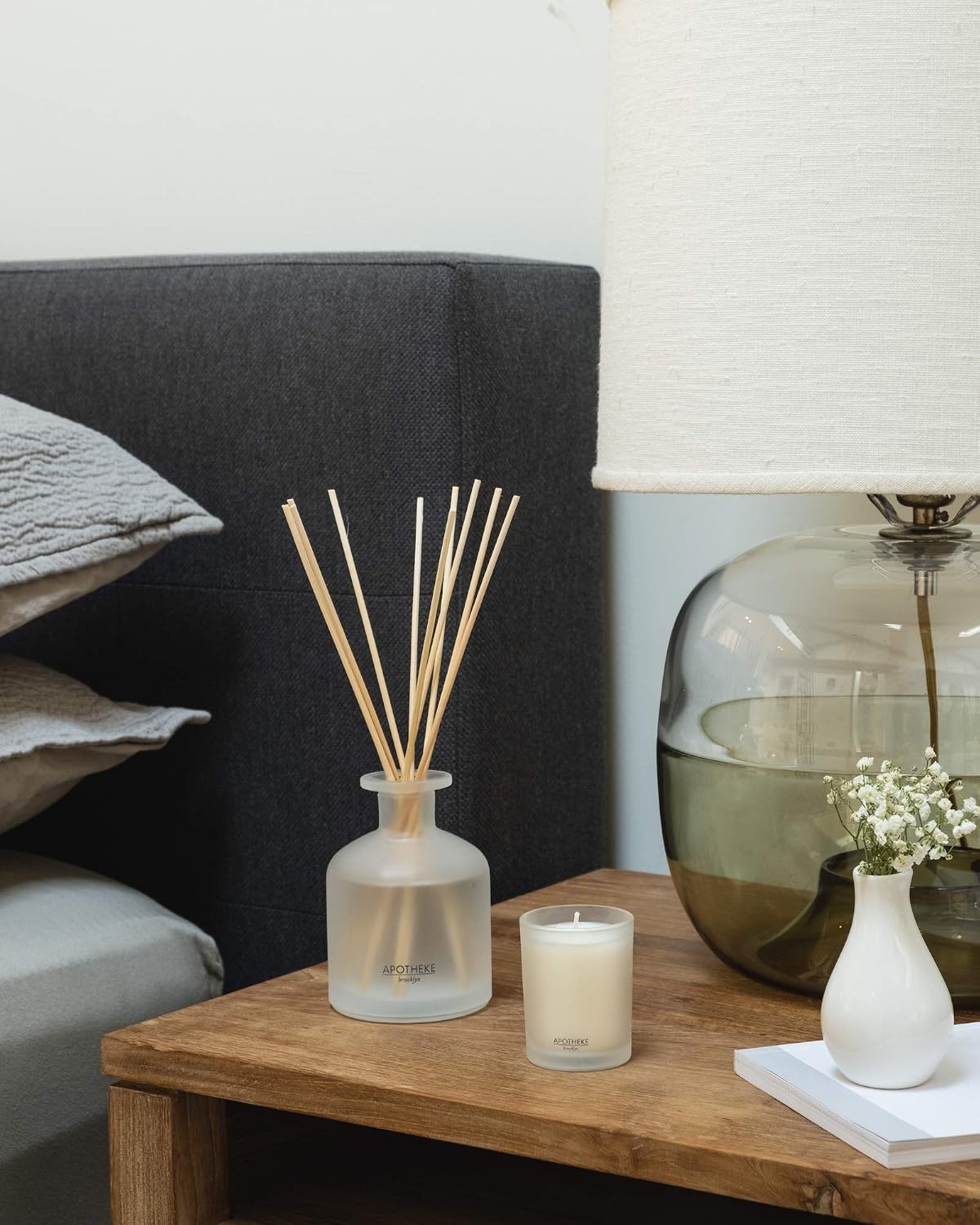 Apotheke Luxury Scented Reed Diffuser for Home - 6.7 Fl Oz Essential Oil Aromatherapy - 10 Rattan Scent Sticks Room Diffuser - Long-Lasting Fragrance for Bedroom, Home, Bathroom
