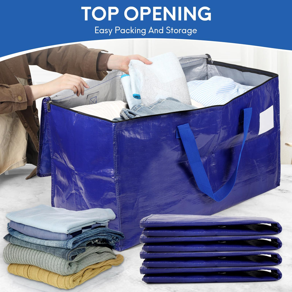 2-Pack Extra-Large Heavy-Duty Storage Totes with Reinforced Handles, Durable Zippers & Waterproof Material — Perfect for Space-Saving, Moving, Shipping and Travel (Black)