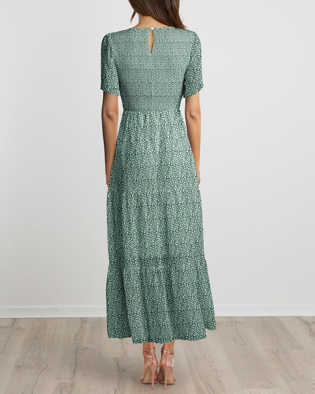 BTFBM Women Casual Short Sleeve Crew Neck Summer Dress Bohemian Floral Printed Flowy Maxi Dresses Tiered Cocktail Dress