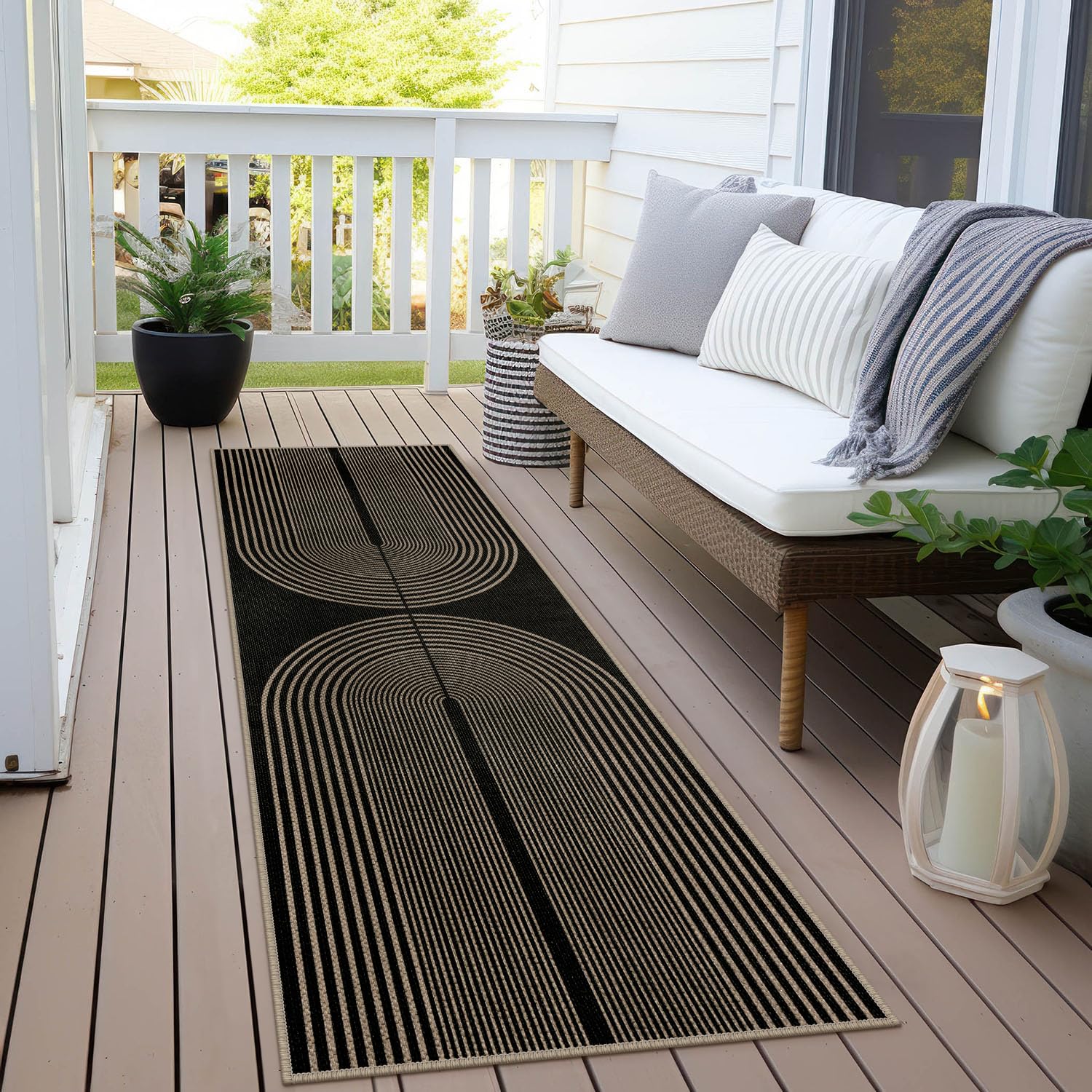 Rugalia Easy Jute Checkered Entryway Rug, 2x3 Black Modern Indoor Outdoor Doormat, Washable Non-Slip Neutral Small Kitchen Rug Farmhouse Diamond Throw Rugs for Entrance Bedroom Bathroom
