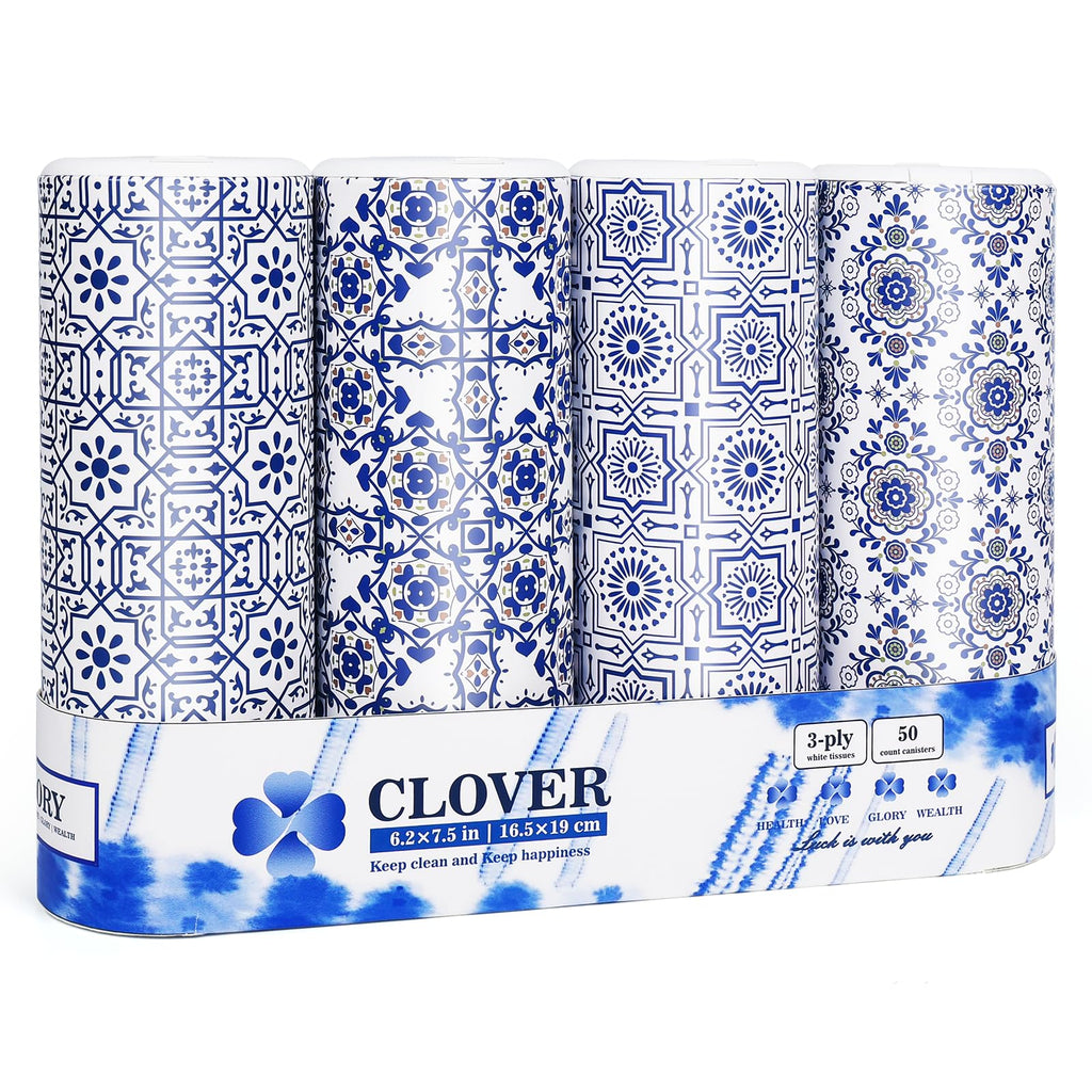 Car Round Canned Tissue Box Cup Holder Facial Tissues,Cylinder Tube Face Towel,4 Canister 3-Ply Car Napkins for Travel Tissue Bulk Fit Home,Office,School by CLOVER