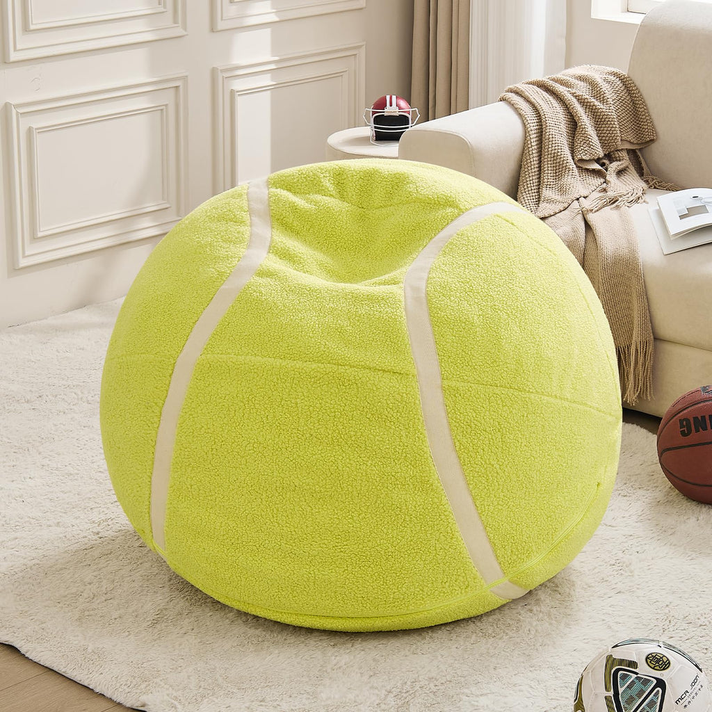 Sports Baseball Bean Bag Chair - Luxurious Bean Bag Chairs for Kids Teens Adults - Floor Sofa Couch with Filler - Plush BeanBag Furniture for Living Room Bedroom College Dorm - 32 Inch