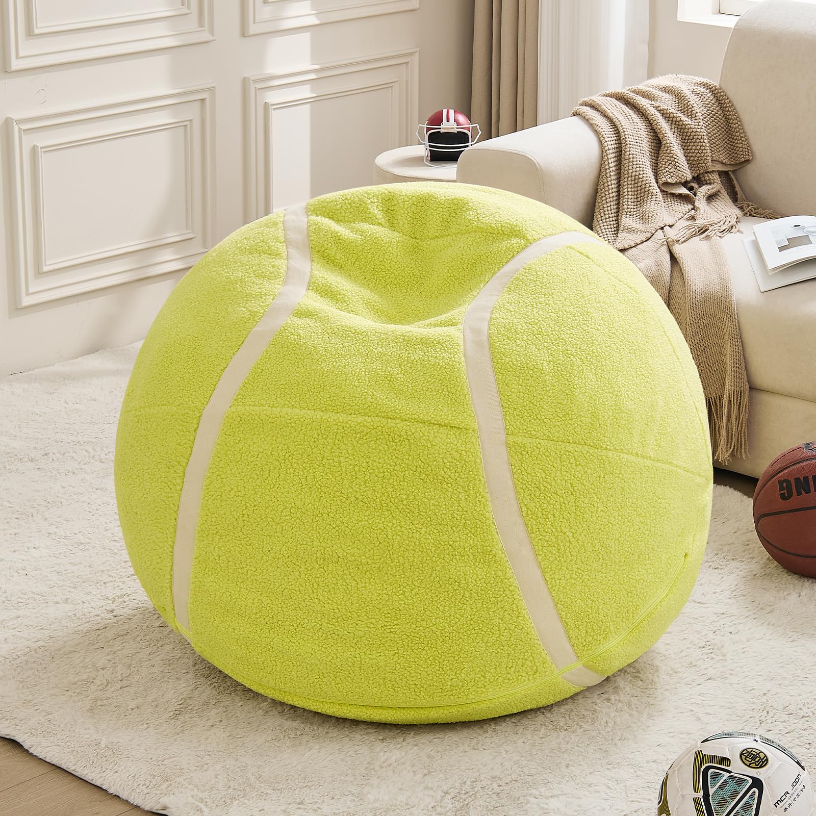Sports Baseball Bean Bag Chair - Luxurious Bean Bag Chairs for Kids Teens Adults - Floor Sofa Couch with Filler - Plush BeanBag Furniture for Living Room Bedroom College Dorm - 32 Inch