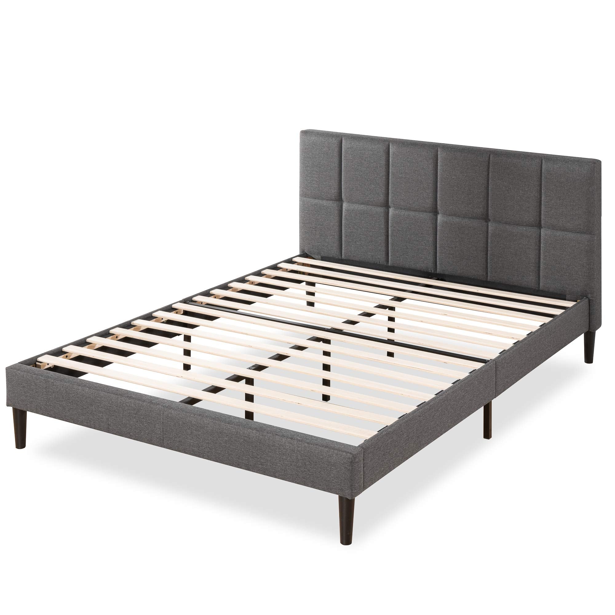 ZINUS Lottie Upholstered Platform Bed Frame with Short Headboard, Mattress Foundation, Wood Slat Support, No Box Spring Needed, Easy Assembly, Beige, Full