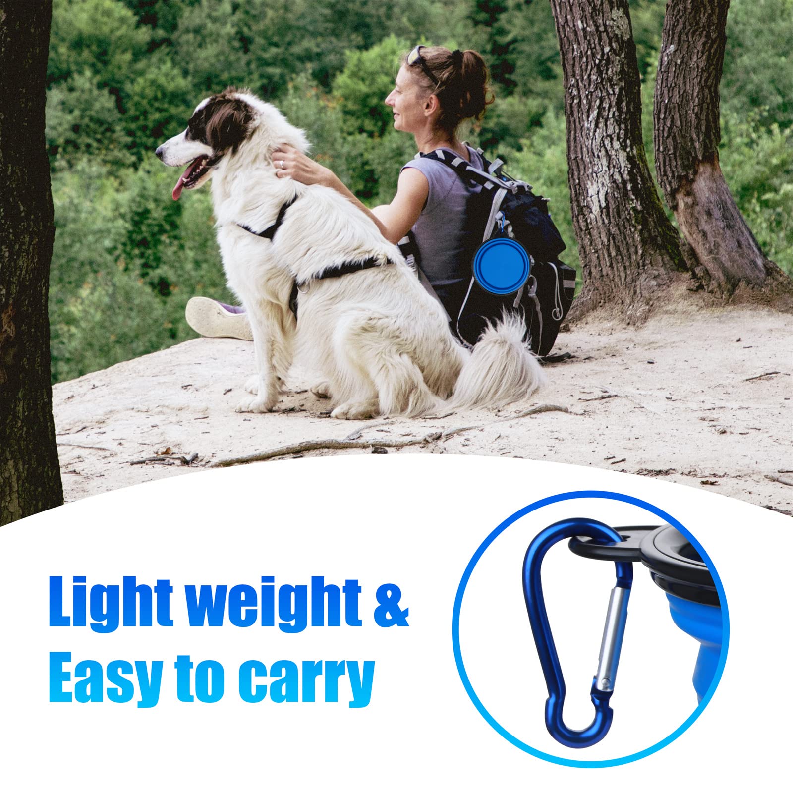 Dog Bowl Pet Collapsible Bowls, 2 Pack Collapsible Dog Water Bowls for Cats Dogs, Portable Pet Feeding Watering Dish for Walking Parking Traveling with 2 Carabiners (Small, Black & Pink)
