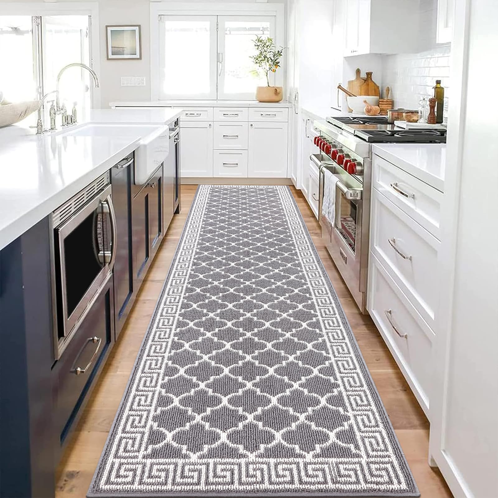 Pauwer Door Mat Indoor Entrance 20"x60" Absorbent Dirt Trapper Welcome Mats for Front Door Washable Entryway Rugs Ultra Thin Doormat Non Slip Runner Rugs for Hallway Kitchen Laundry Room, Beige