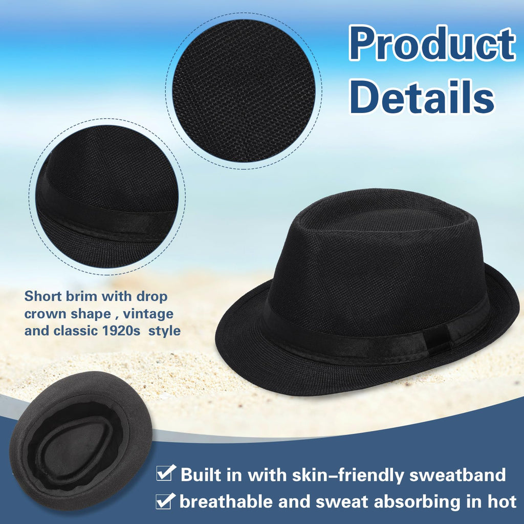 Haysandy 10 Pack 1920s Fedora Hats for Men Short Brim Sun Panama Hats for Men Women Party Costume